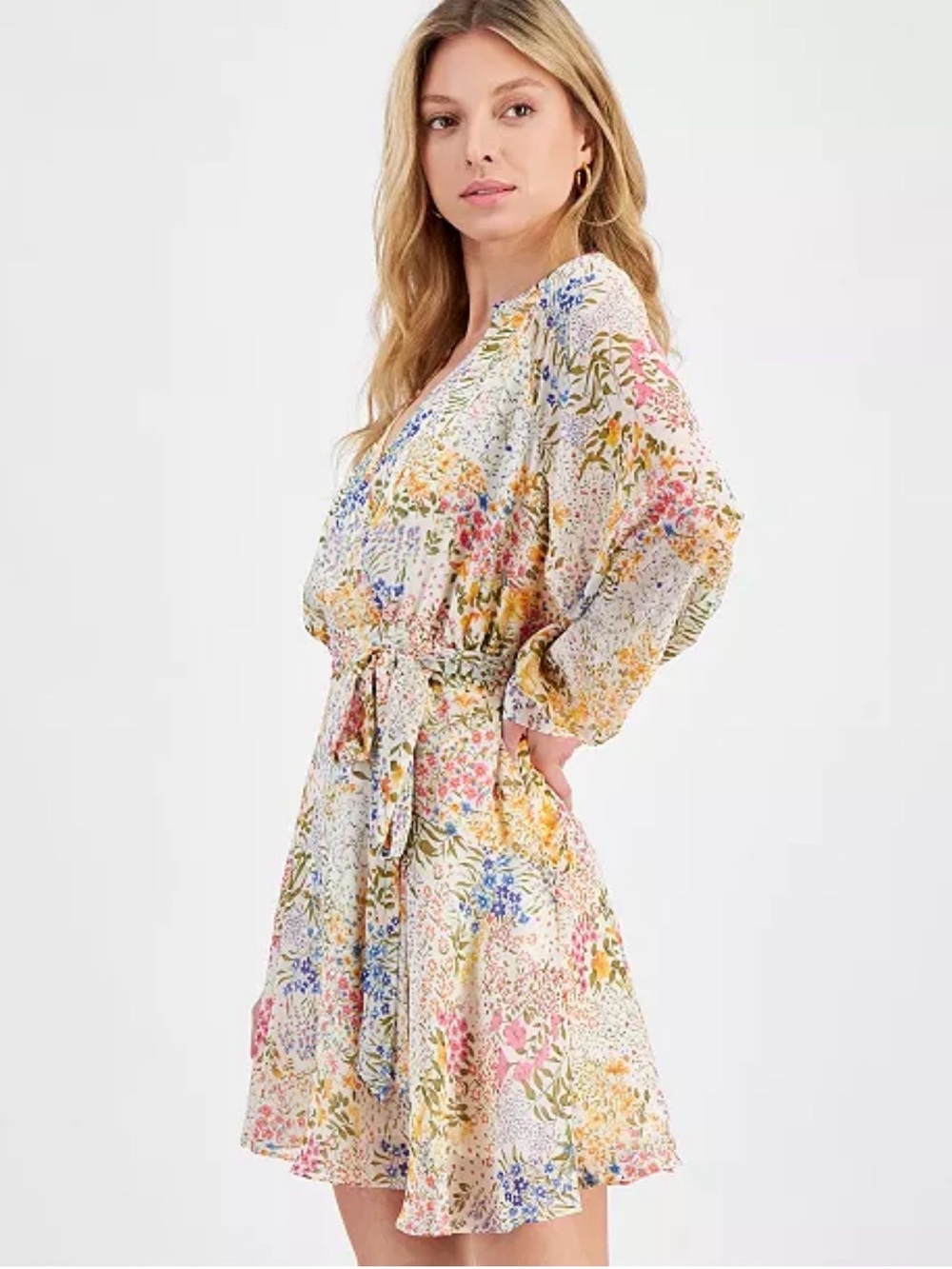 LUCY PARIS Women's Zinna Floral-Print Faux-Wrap Dress NWOT